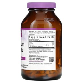 Thực phẩm bổ sung Bluebonnet Nutrition Magnesium Aspartate 200 Vegetable Capsules 743715007376