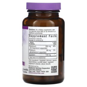 Thực phẩm bổ sung Bluebonnet Nutrition Magnesium Potassium Bromelain 120 Vegetable Capsules 743715007338