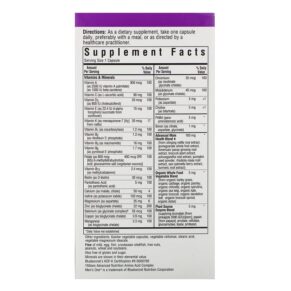 Thực phẩm bổ sung Bluebonnet Nutrition Men's ONE Whole Food-Based Multiple 90 Vegetable Capsules 743715001435