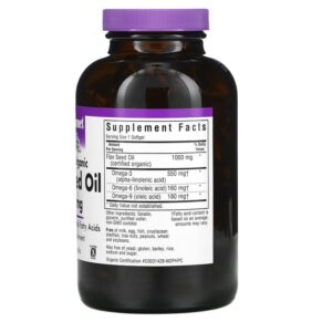 Thực phẩm bổ sung Bluebonnet Nutrition Organic Flax Seed Oil 1.000 mg 250 Softgels 743715009233