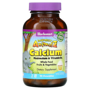 Thực phẩm chức năng Bluebonnet Nutrition Rainforest Animalz Calcium Magnesium & Vitamin D3 Natural Vanilla Frosting 90 Chewables 743715001961