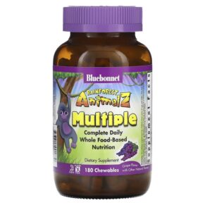 Thực phẩm chức năng Bluebonnet Nutrition Rainforest Animalz Multiple Complete Daily Whole Food Based Nutrition Grape 180 Chewables 743715001879