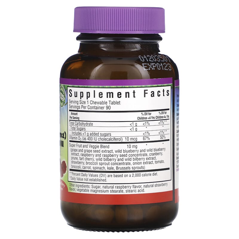 Bluebonnet Nutrition Rainforest Animalz Vitamin D3 Mixed Berry 400 IU 90 Chewables 2 Thực phẩm bổ sung Bluebonnet Nutrition Rainforest Animalz Vitamin D3 Mixed Berry 400 IU 90 Chewables 743715001947