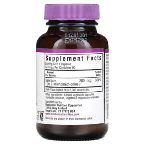 Thực phẩm bổ sung Bluebonnet Nutrition Selenium 200 mcg 90 Vegetable Capsules 743715007369