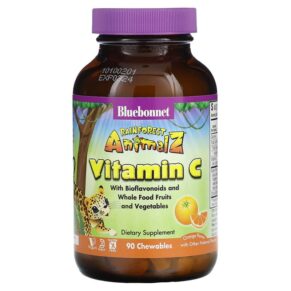 Thực phẩm chức năng Bluebonnet Nutrition Super Earth Rainforest Animalz Vitamin C Natural Orange Flavor 90 Animal-Shaped Chewables 743715001923