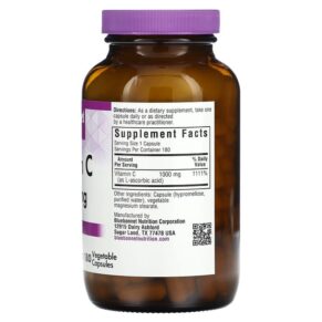 Thực phẩm bổ sung Bluebonnet Nutrition Vitamin C 1.000 mg 180 Vegetable Capsules 743715005181