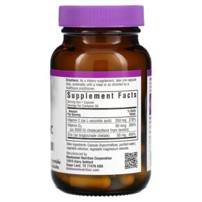 Thực phẩm bổ sung Bluebonnet Nutrition Vitamin C D3 & Zinc 50 Vegetable Capsules 743715005556
