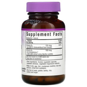 Bluebonnet Nutrition Vitamin D3 & K2 60 Vegetable Capsules 3 Thực phẩm bổ sung Bluebonnet Nutrition Vitamin D3 & K2 60 Vegetable Capsules 743715006546