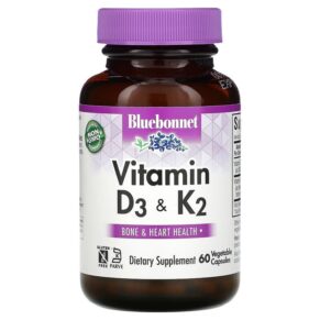 Thực phẩm chức năng Bluebonnet Nutrition Vitamin D3 & K2 60 Vegetable Capsules 743715006546
