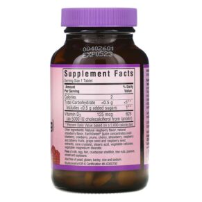 Thực phẩm bổ sung Bluebonnet Nutrition Vitamin D3 Raspberry 5.000 IU (125 mcg) 90 Chewable Tablets 743715003668