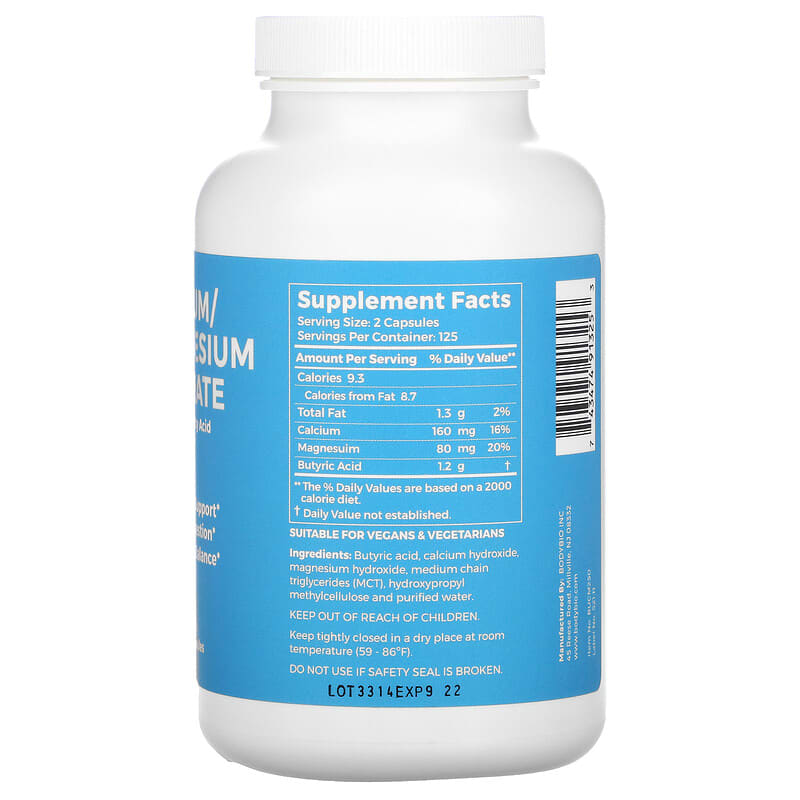 BodyBio Calcium/ Magnesium Butyrate 250 Non-GMO Capsules 2 Thực phẩm bổ sung BodyBio Calcium/ Magnesium Butyrate 250 Non-GMO Capsules 743474913253