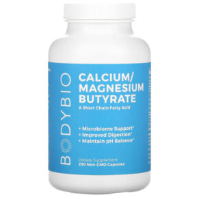 Thực phẩm chức năng BodyBio Calcium/ Magnesium Butyrate 250 Non-GMO Capsules 743474913253
