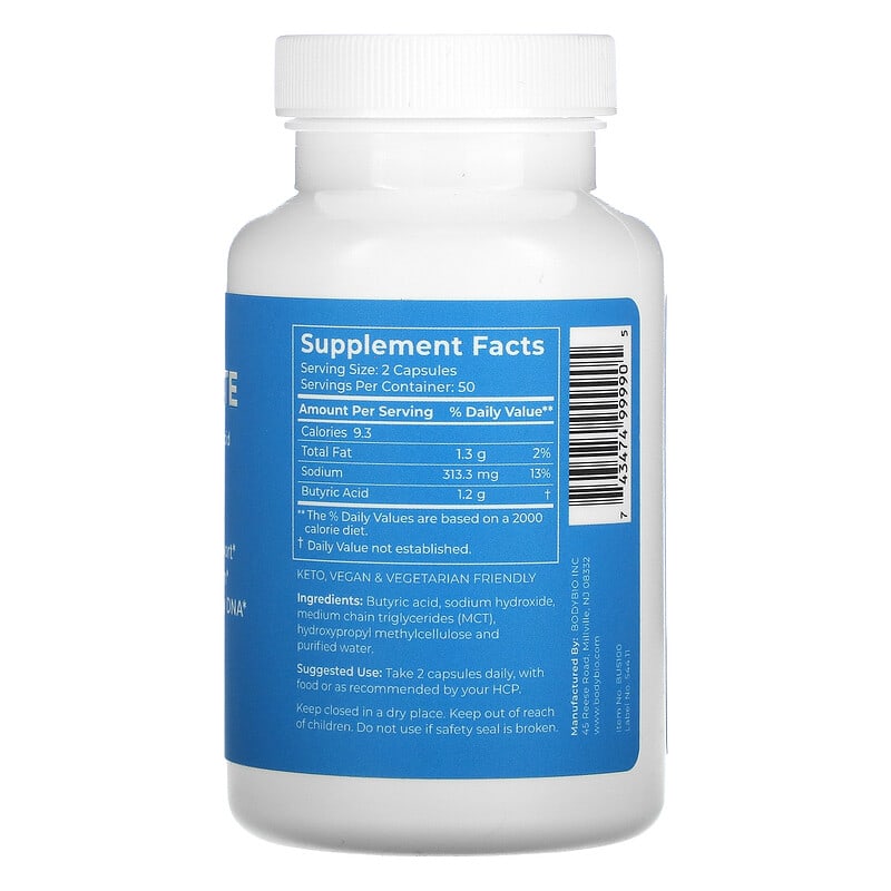 BodyBio Sodium Butyrate 100 Non-GMO Capsules 2 Thực phẩm bổ sung BodyBio Sodium Butyrate 100 Non-GMO Capsules 743474999905