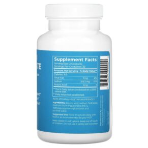 Thực phẩm bổ sung BodyBio Sodium Butyrate 60 Non-GMO Capsules 743474999929