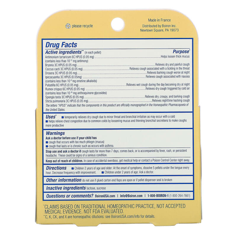 Boiron Kids Chestal Meltaway Pellets Cough & Mucus Relief 2+ Years 2 Tubes Approx. 80 Pellets Each 2 Thực phẩm bổ sung Boiron Kids Chestal Meltaway Pellets Cough & Mucus Relief 2+ Years 2 Tubes Approx. 80 Pellets Each 306969066423