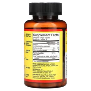 Thực phẩm bổ sung Bragg Apple Cider Vinegar 90 Capsules 074305090035