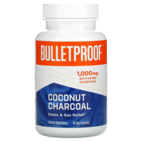 Thực phẩm chức năng BulletProof Coconut Charcoal Detox & Gas Relief 1.000 mg 90 Veg Capsules 815709020828