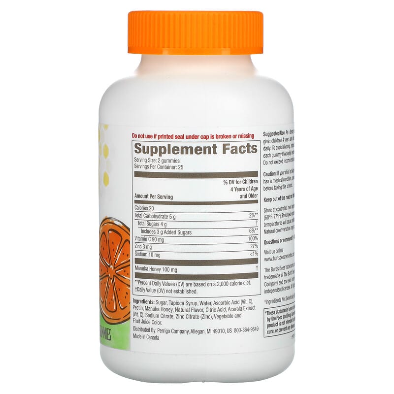 Burt's Bees Kids Immune Support Gummies Orange 50 Gummies 2 Thực phẩm bổ sung Burt's Bees Kids Immune Support Gummies Orange 50 Gummies 070030165468