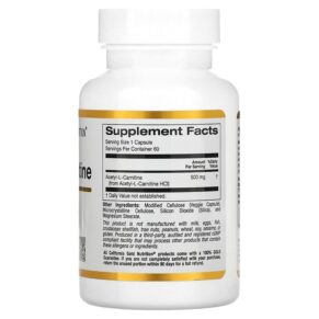 Thực phẩm bổ sung California Gold Nutrition Acetyl-L-Carnitine 500 mg 60 Veggie Capsules 898220011254