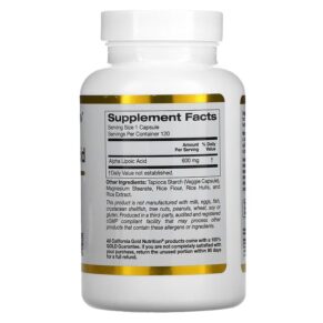 California Gold Nutrition Alpha Lipoic Acid 600 mg 120 Veggie Capsules 3 Thực phẩm bổ sung California Gold Nutrition Alpha Lipoic Acid 600 mg 120 Veggie Capsules 898220013647