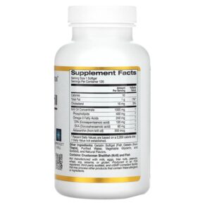 Thực phẩm bổ sung California Gold Nutrition Antarctic Krill Oil Omega-3 Phospholipids Complex with Astaxanthin Natural Strawberry and Lemon Flavor 1.000 mg 120 Fish Gelatin Softgels 898220011025