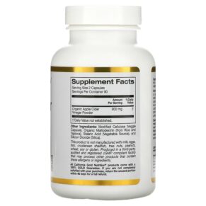 Thực phẩm bổ sung California Gold Nutrition Apple Cider Vinegar 180 Veggie Capsules 898220019069