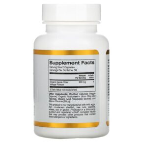 Thực phẩm bổ sung California Gold Nutrition Apple Cider Vinegar 60 Veggie Capsules 898220019052