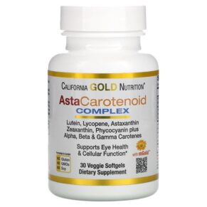 Thực phẩm chức năng California Gold Nutrition AstaCarotenoid Complex Lutein Lycopene Astaxanthin Complex 30 Veggie Softgels 898220012060