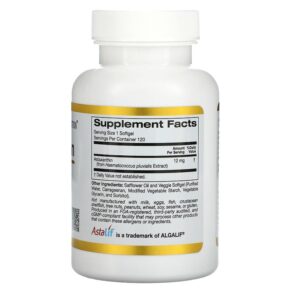 Thực phẩm bổ sung California Gold Nutrition Astaxanthin Astalif Pure Icelandic 12 mg 120 Veggie Softgels 898220011049