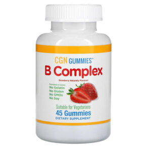 Thực phẩm chức năng California Gold Nutrition B Complex Gummies No Gelatin No Gluten Natural Strawberry Flavor 45 Gummies 898220012015