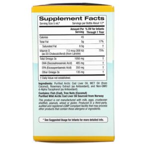 Thực phẩm bổ sung California Gold Nutrition Baby's DHA Omega-3s with Vitamin D3 1.050 mg 2 fl oz (59 ml) 898220008711