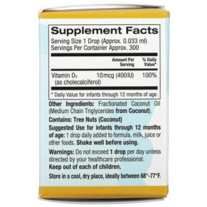 Thực phẩm bổ sung California Gold Nutrition Baby Vitamin D3 Liquid 10 mcg (400 IU) 0.34 fl oz (10 ml) 898220010349