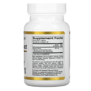 Thực phẩm bổ sung California Gold Nutrition Bacopa Extract 320 mg 120 Veggie Capsules 898220020638