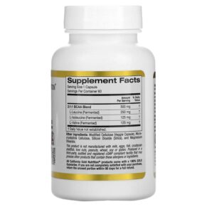 Thực phẩm bổ sung California Gold Nutrition BCAA AjiPure Branched Chain Amino Acids 500 mg 60 Veggie Caps 898220011278