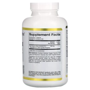 Thực phẩm bổ sung California Gold Nutrition Bee Propolis 2X Concentrated Extract 500 mg 240 Veggie Caps 898220009466