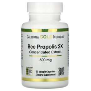 Thực phẩm chức năng California Gold Nutrition Bee Propolis 2X Concentrated Extract 500 mg 90 Veggie Caps 898220009459