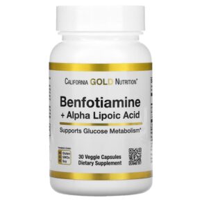 Thực phẩm chức năng California Gold Nutrition Benfotiamine + Alpha Lipoic Acid 30 Veggie Capsules 898220020201