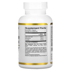 Thực phẩm bổ sung California Gold Nutrition Benfotiamine + Alpha Lipoic Acid 90 Veggie Capsules 898220020218