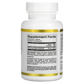 Thực phẩm bổ sung California Gold Nutrition Bioactive Vitamin E 335 mg (500 IU) 30 Veggie Capsules 898220019656