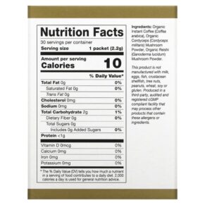 Thực phẩm bổ sung California Gold Nutrition CafeCeps Certified Organic Instant Coffee with Cordyceps and Reishi Mushroom Powder 30 Packets 0.08 oz (2.2 g) Each 898220012404