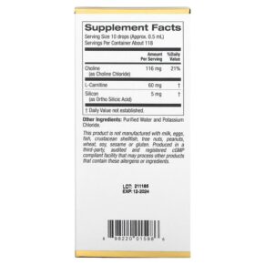 California Gold Nutrition Choline Silica Complex 2 fl oz (59 ml) 3 Thực phẩm bổ sung California Gold Nutrition Choline Silica Complex 2 fl oz (59 ml) 898220015986
