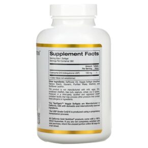 Thực phẩm bổ sung California Gold Nutrition CoQ10 100 mg 360 Veggie Softgels 898220012688