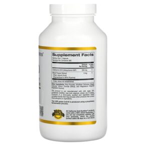Thực phẩm bổ sung California Gold Nutrition CoQ10 USP with Bioperine 200 mg 360 Veggie Capsules 898220014279
