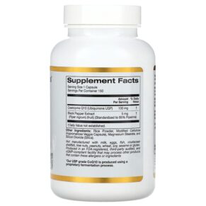 Thực phẩm bổ sung California Gold Nutrition CoQ10 with Bioperine 100 mg 150 Veggie Capsules 898220014286
