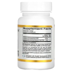 Thực phẩm bổ sung California Gold Nutrition CoQ10 with PQQ 100 mg 60 Veggie Softgel 898220012695
