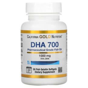 Thực phẩm chức năng California Gold Nutrition DHA 700 Fish Oil Pharmaceutical Grade 1.000 mg 30 Fish Gelatin Softgels 898220012527