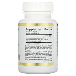 Thực phẩm bổ sung California Gold Nutrition EpiCor Dried Yeast Fermentate 500 mg 30 Veggie Capsules 898220015672