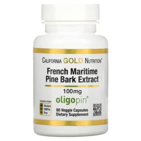 Thực phẩm chức năng California Gold Nutrition French Maritime Pine Bark Extract Oligopin 100 mg 60 Veggie Capsules 898220011957