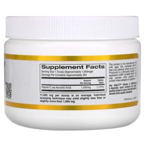 Thực phẩm bổ sung California Gold Nutrition Gold C Powder Vitamin C 1.000 mg 8.81 oz (250 g) 898220009350