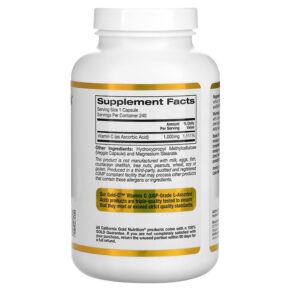 Thực phẩm bổ sung California Gold Nutrition Gold C USP Grade Vitamin C 1.000 mg 240 Veggie Capsules 898220009329